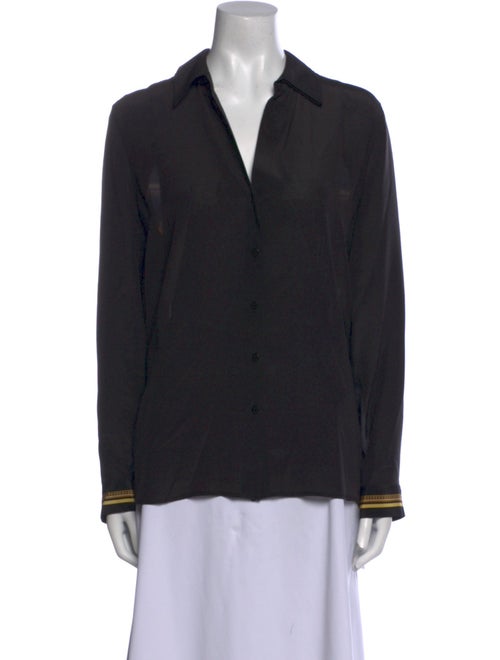 L'Agence Silk Long Sleeve Button-Up Top