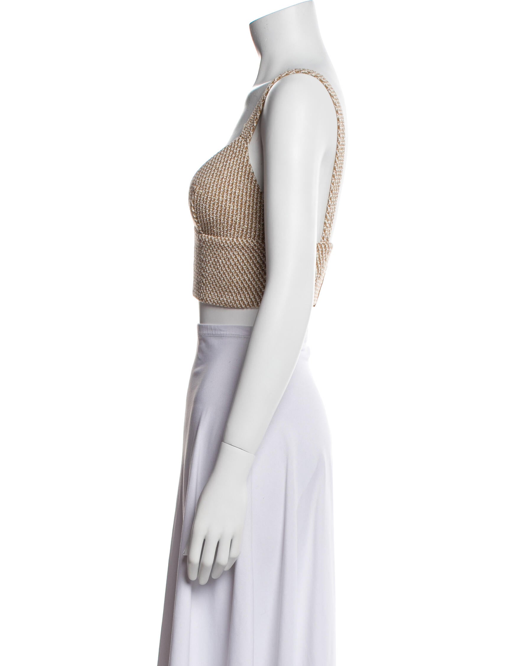 L'Agence V-Neck Sleeveless Crop Top