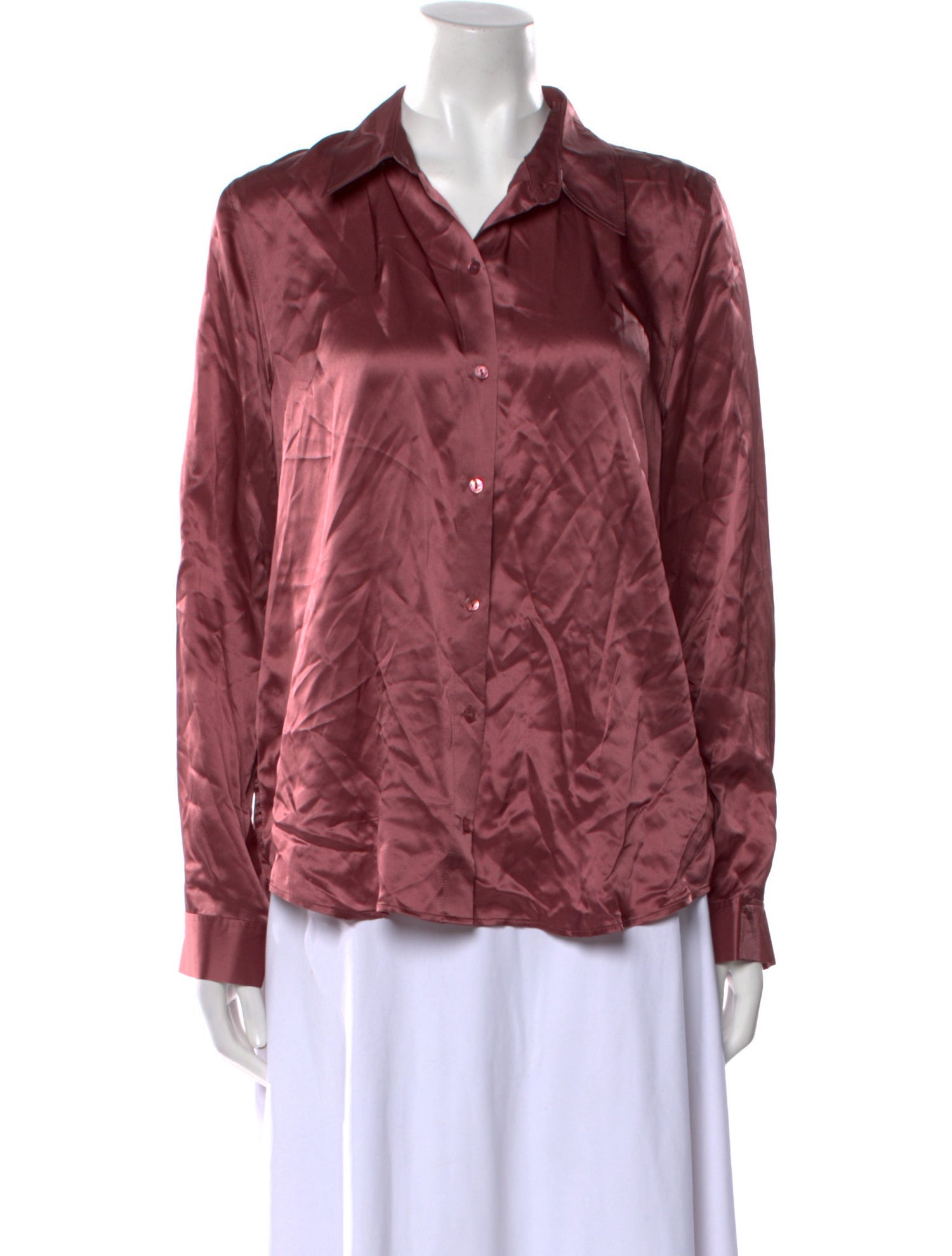 L'Agence Silk Long Sleeve Button-Up Top w/ Tags