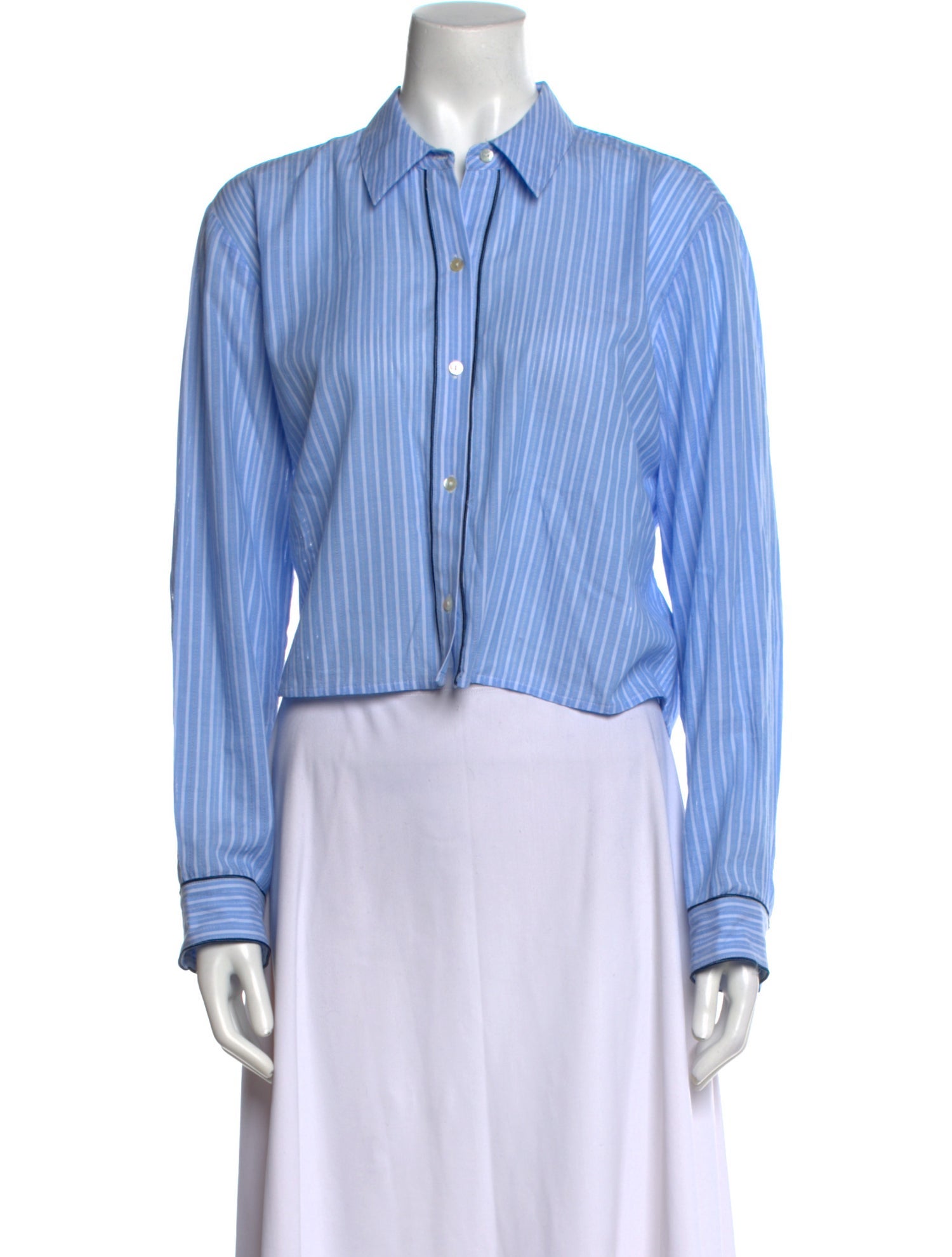 L'Agence Striped Long Sleeve Button-Up Top