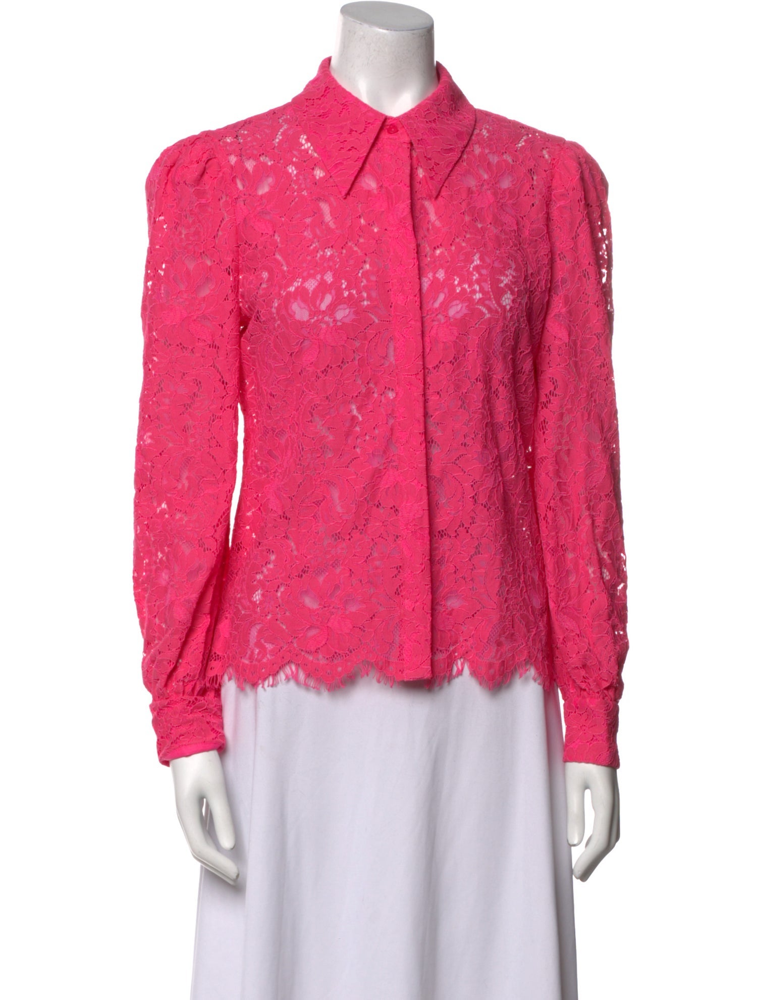 L'Agence Nylon Lace Pattern Button-Up Top w/ Tags