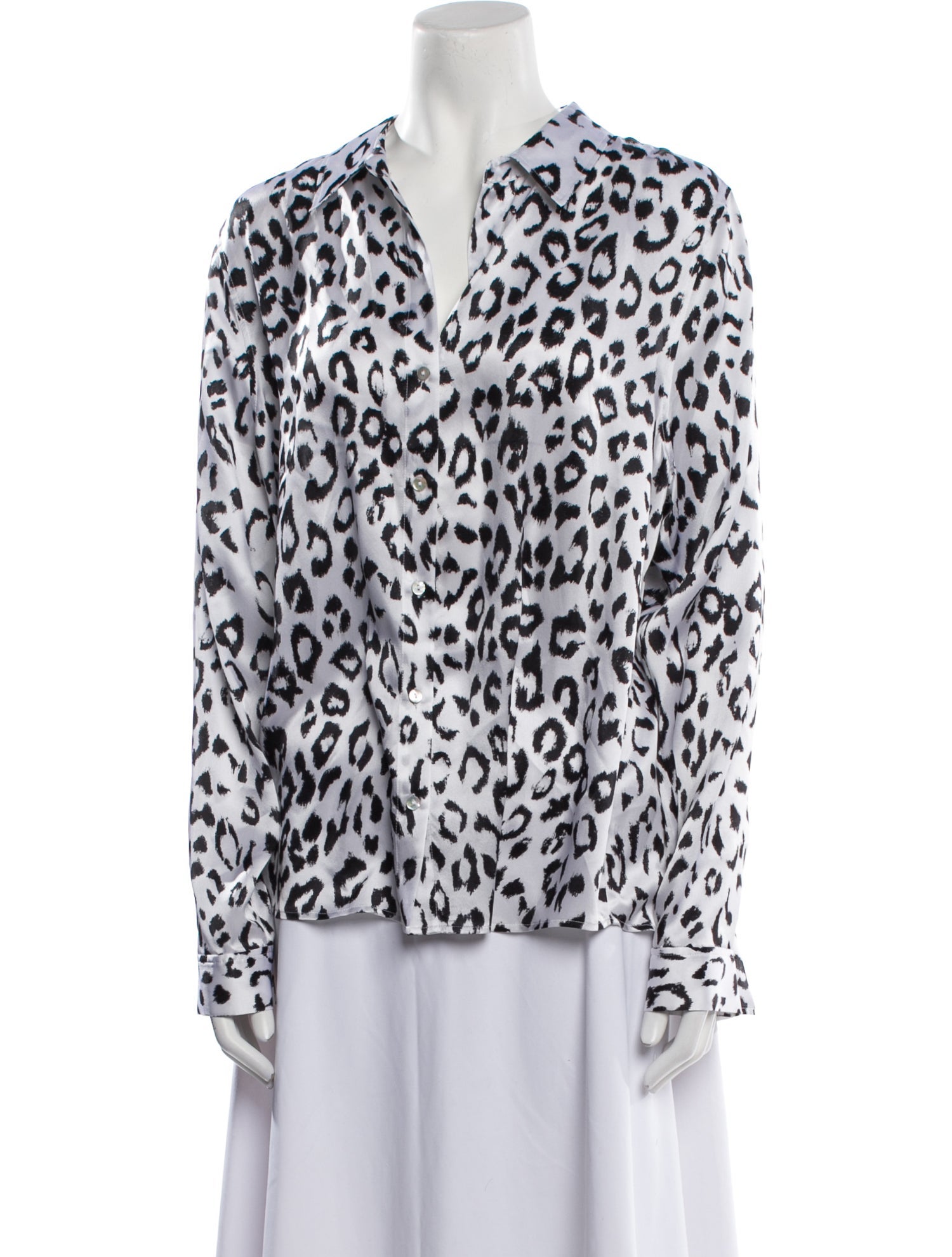 L'Agence Animal Print Long Sleeve Button-Up Top
