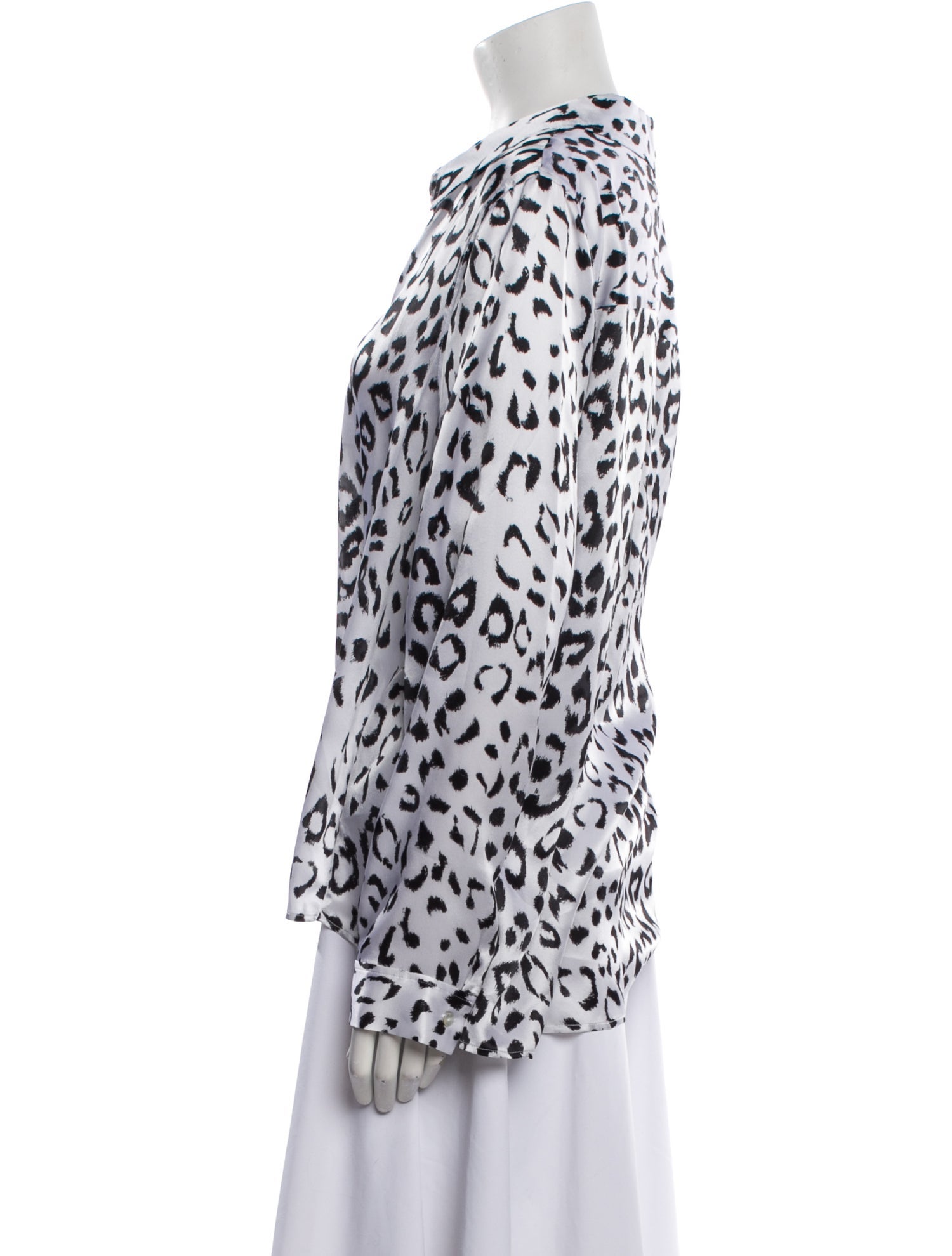 L'Agence Animal Print Long Sleeve Button-Up Top