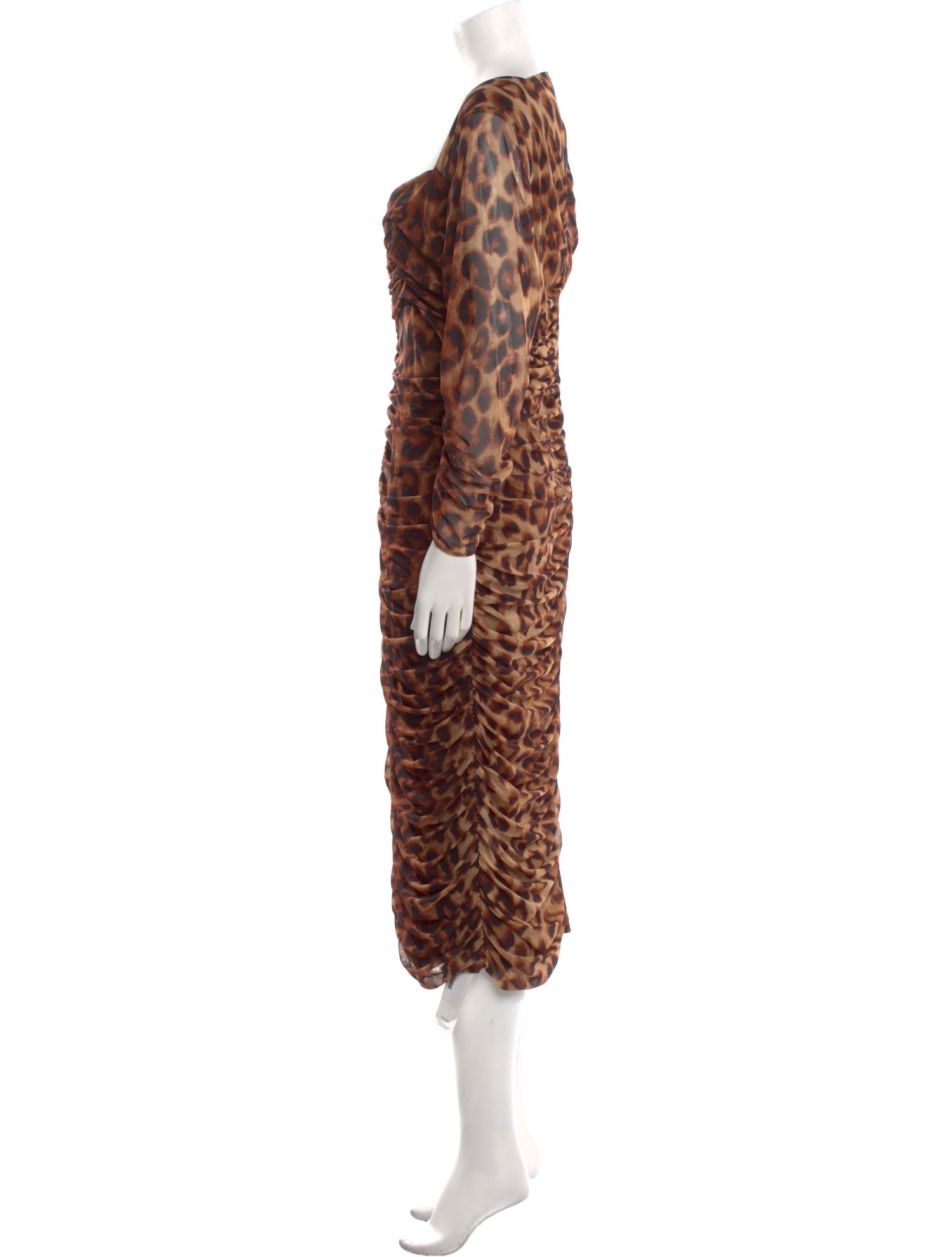 L'Agence Animal Print Midi Length Dress