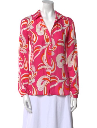 L'Agence Silk Printed Button-Up Top