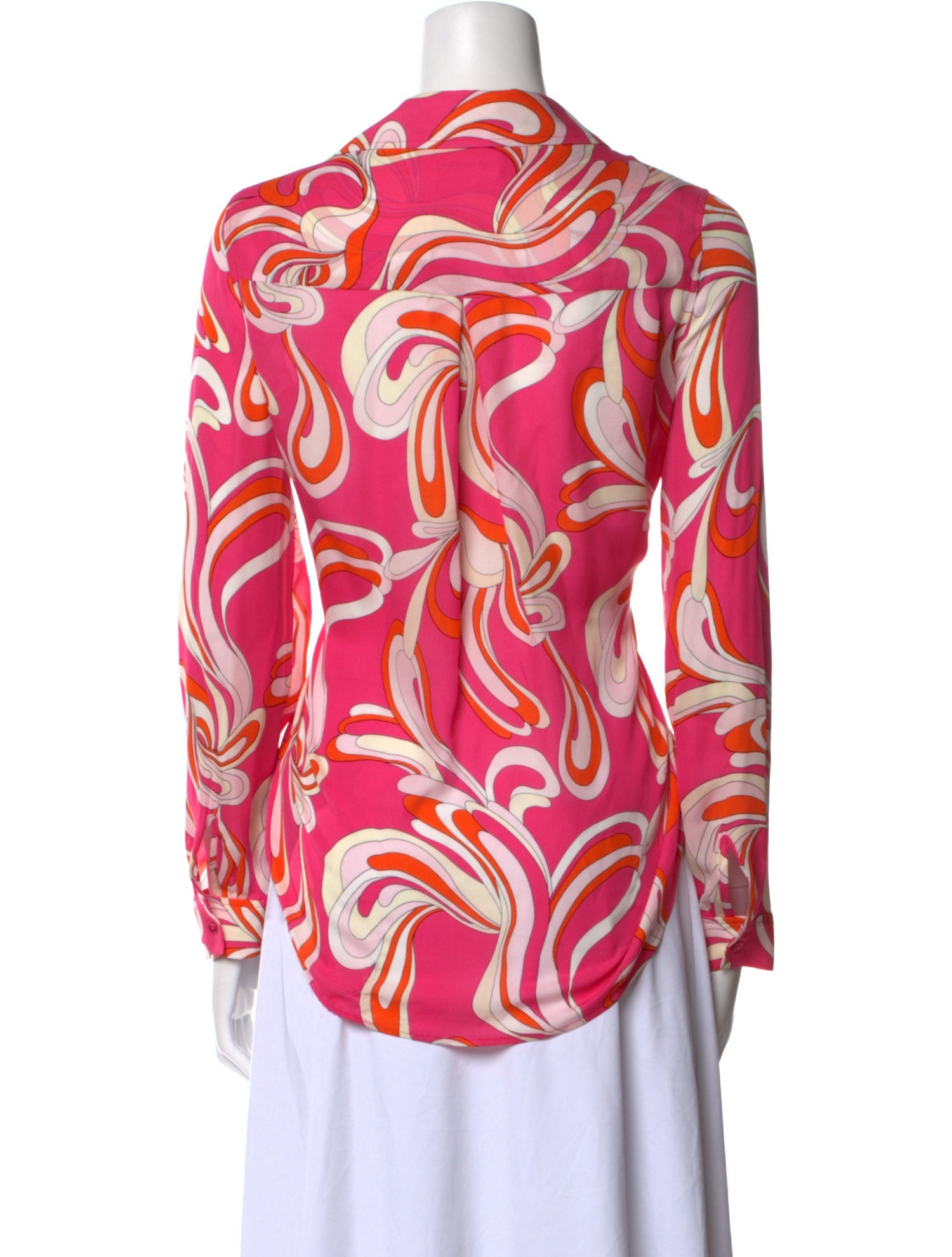 L'Agence Silk Printed Button-Up Top