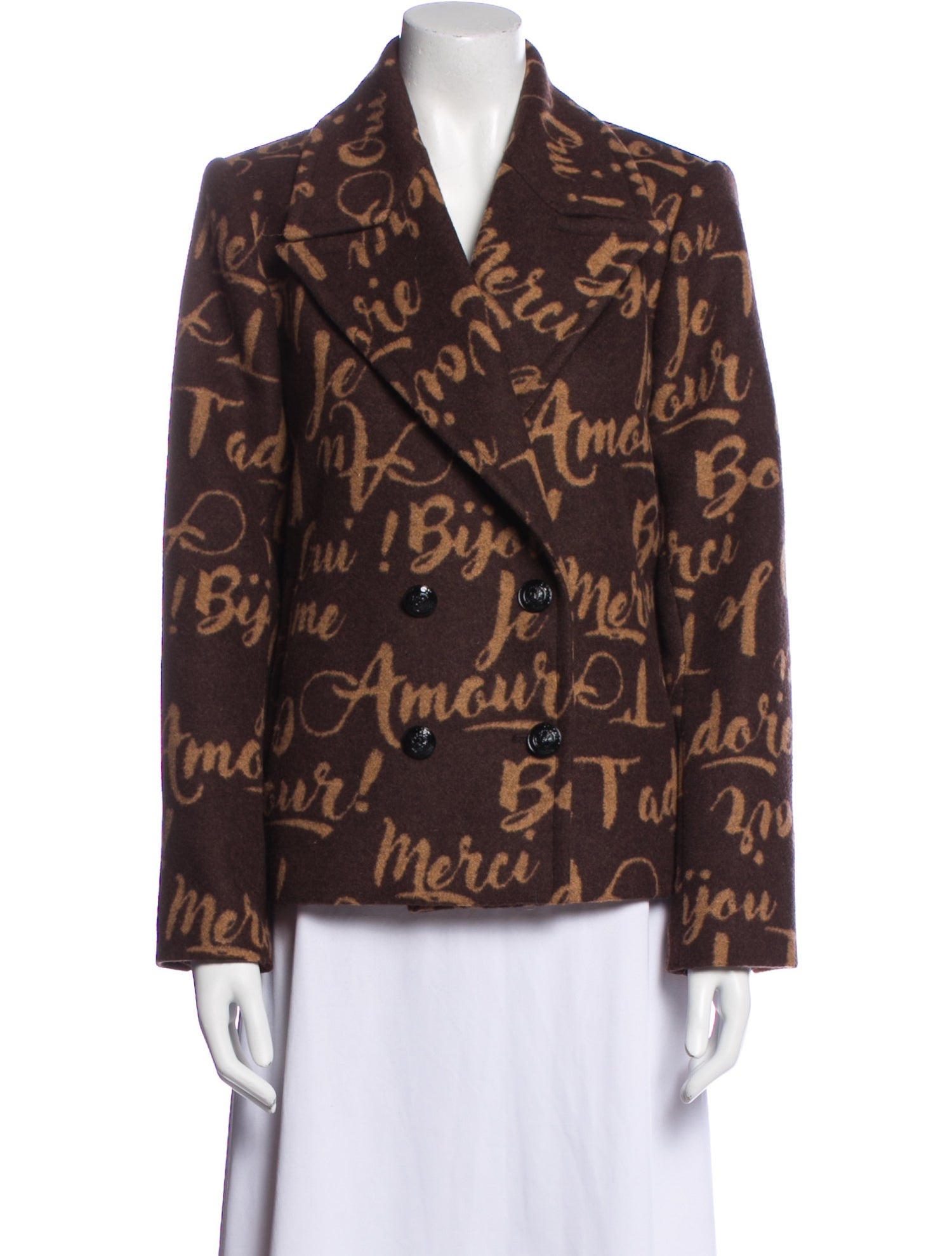 L'Agence Wool Printed Peacoat