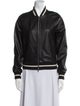 L'Agence Leather Colorblock Pattern Bomber Jacket