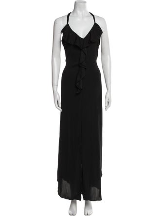 L'Agence V-Neck Long Dress