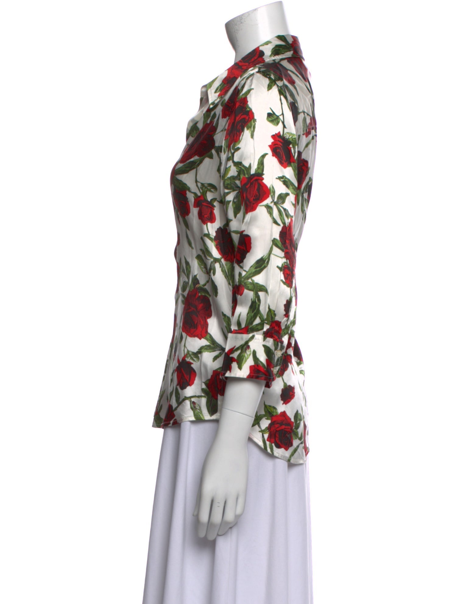 L'Agence Silk Floral Print Button-Up Top