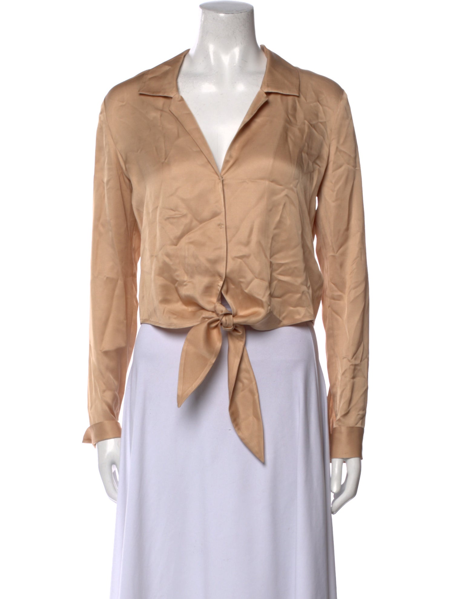 L'Agence V-Neck Long Sleeve Button-Up Top