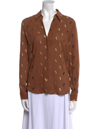 L'Agence Printed Long Sleeve Button-Up Top