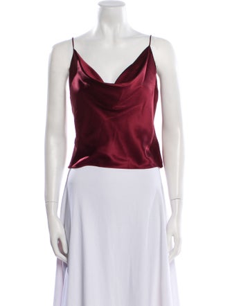 L'Agence Silk Cowl Neck Crop Top