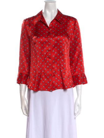 L'Agence Silk Printed Button-Up Top