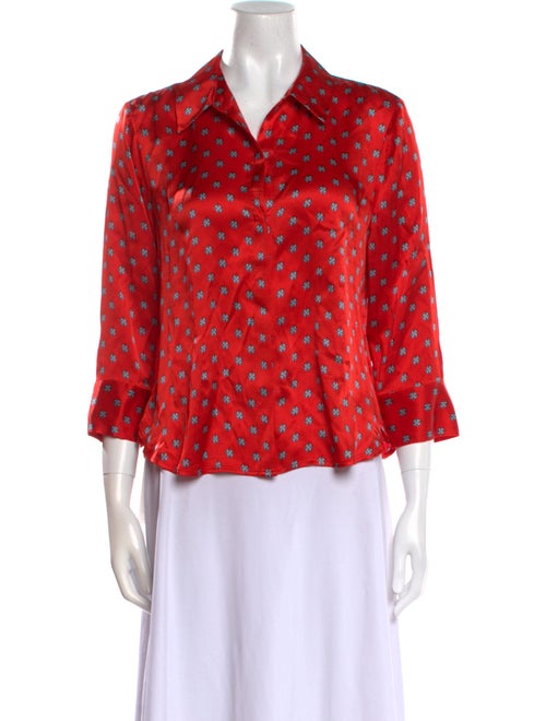 L'Agence Silk Printed Button-Up Top