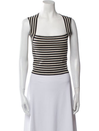 L'Agence Striped Square Neckline Crop Top