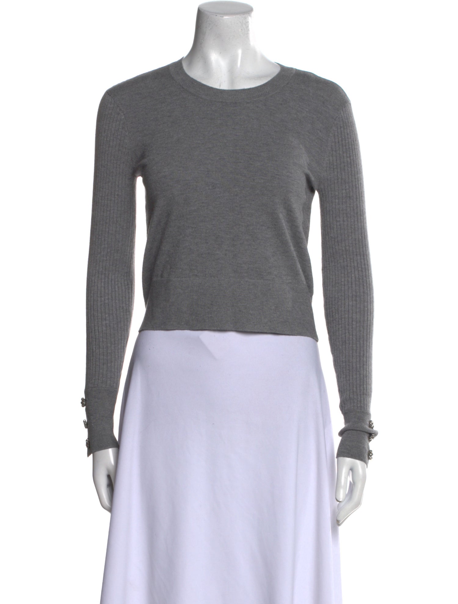 L'Agence Crew Neck Long Sleeve Crop Top