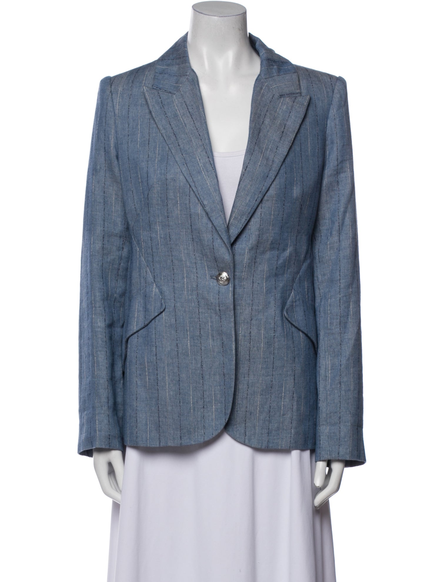 L'Agence Linen Striped Blazer