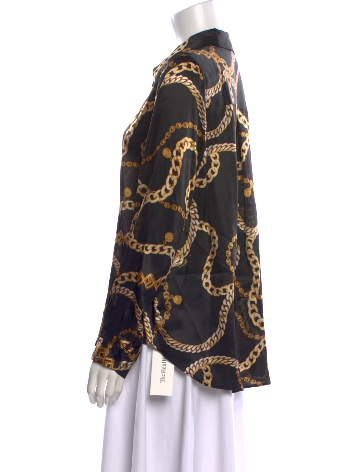 L'Agence Silk Printed Button-Up Top