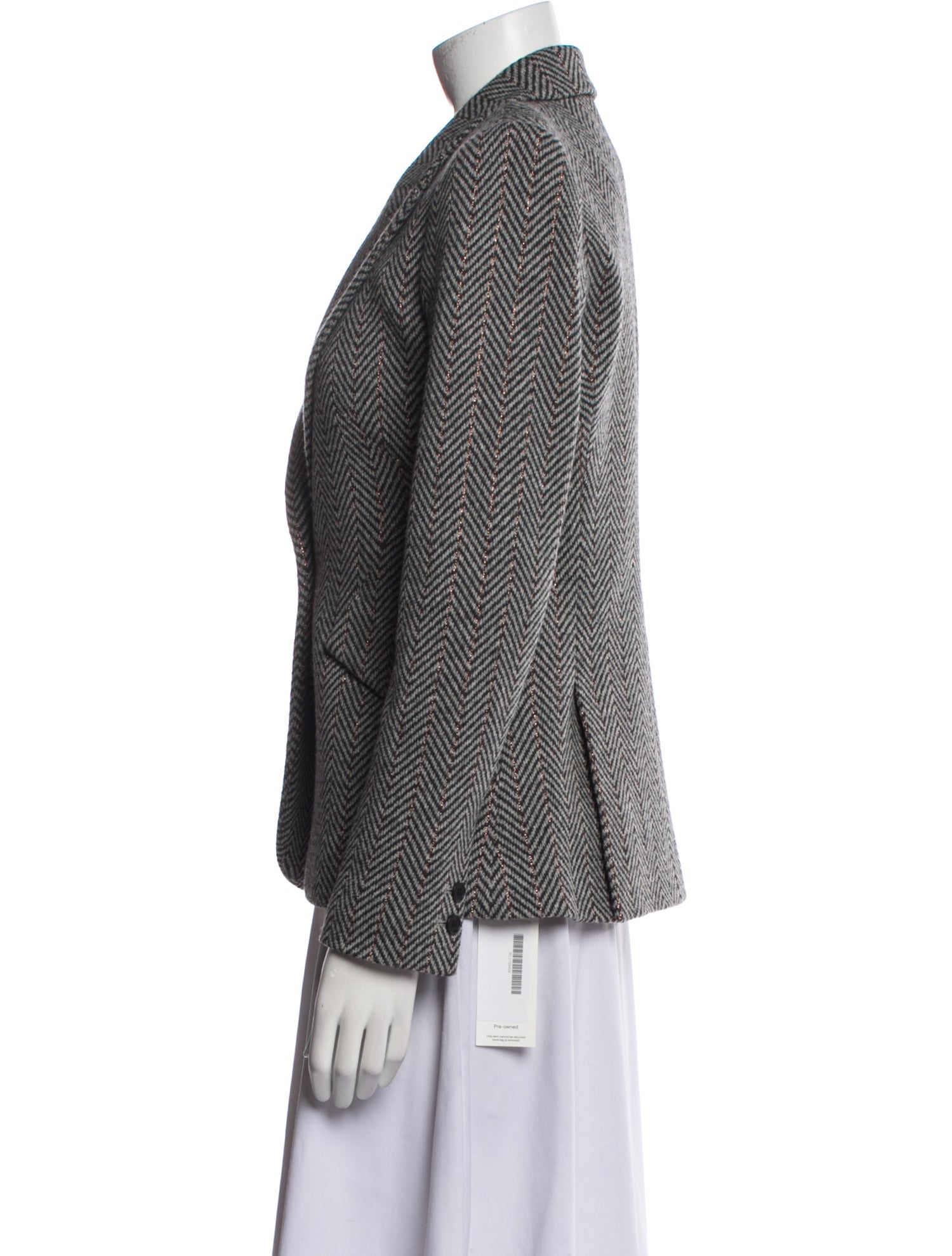 L'Agence Wool Tweed Pattern Blazer