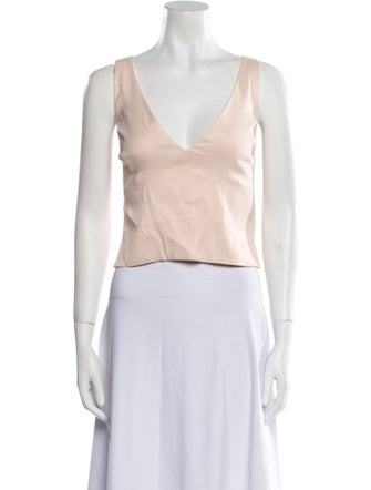 L'Agence V-Neck Sleeveless Crop Top