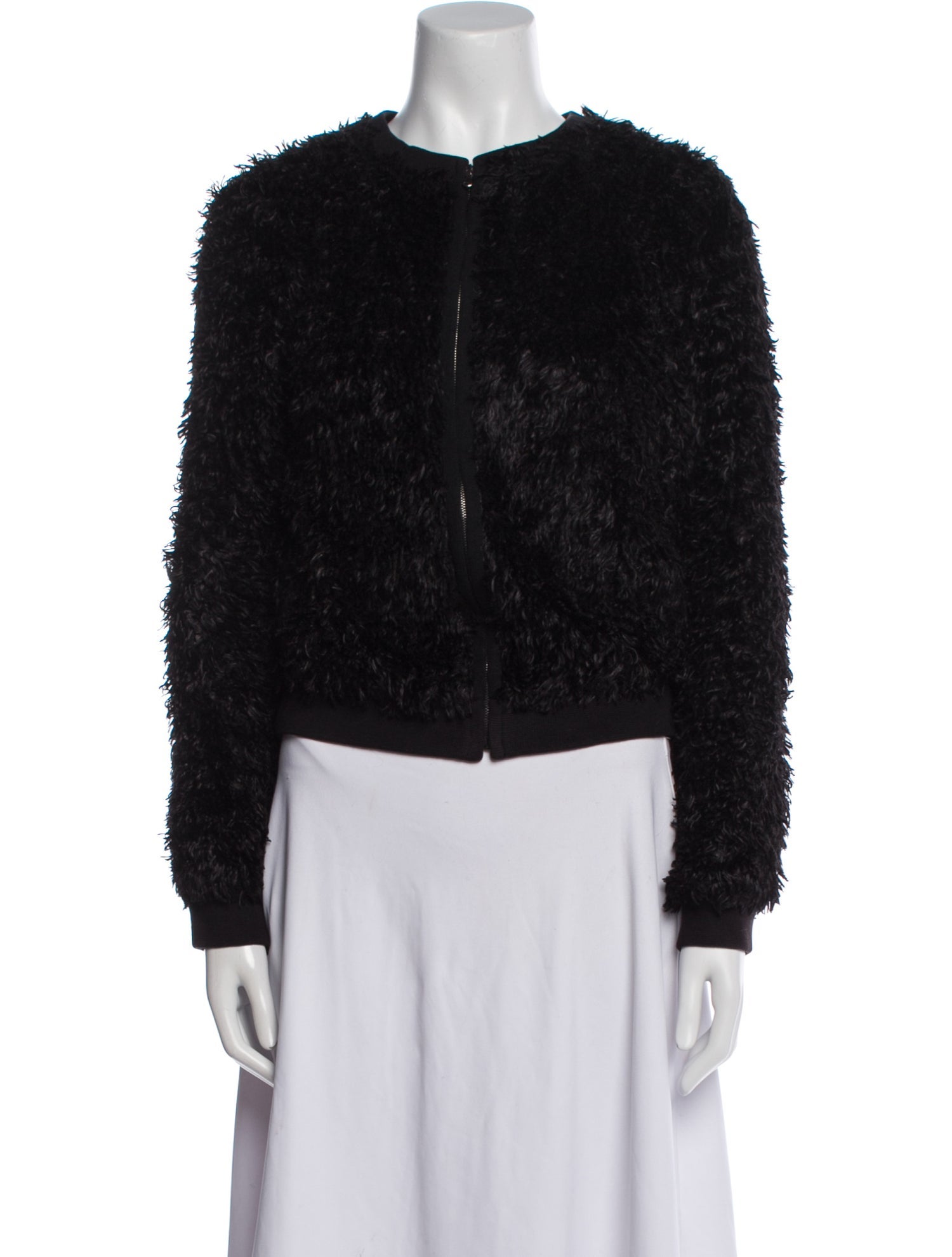 L'Agence Silk Faux Fur Jacket