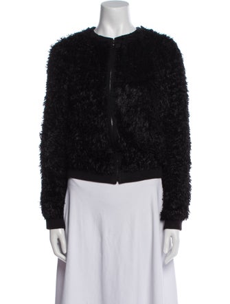 L'Agence Silk Faux Fur Jacket