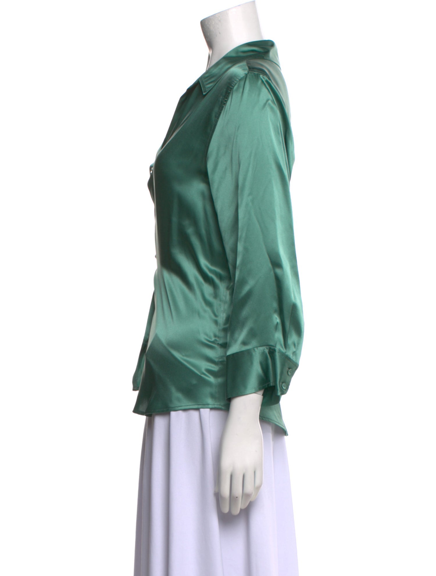 L'Agence Silk V-Neck Button-Up Top