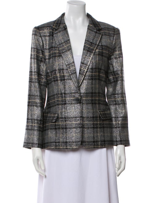L'Agence Wool Plaid Print Blazer
