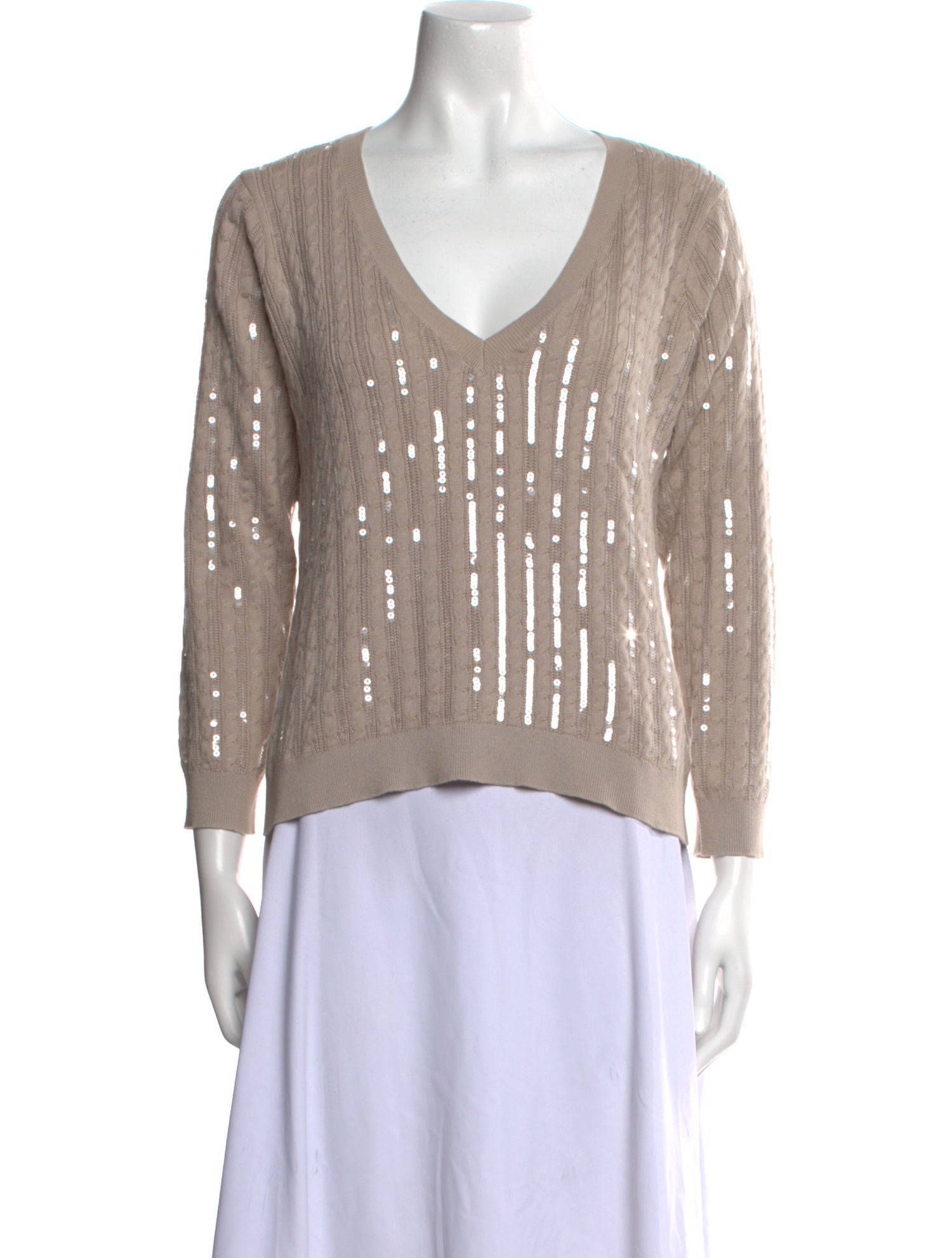 L'Agence Printed V-Neck Sweater