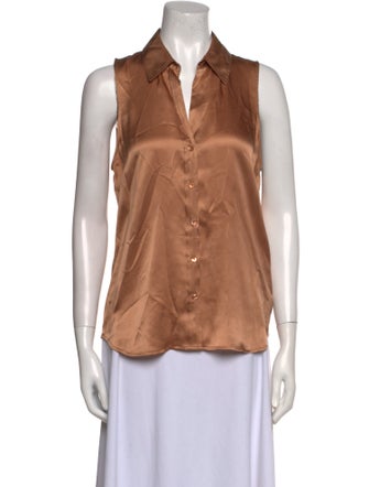 L'Agence Silk Sleeveless Button-Up Top