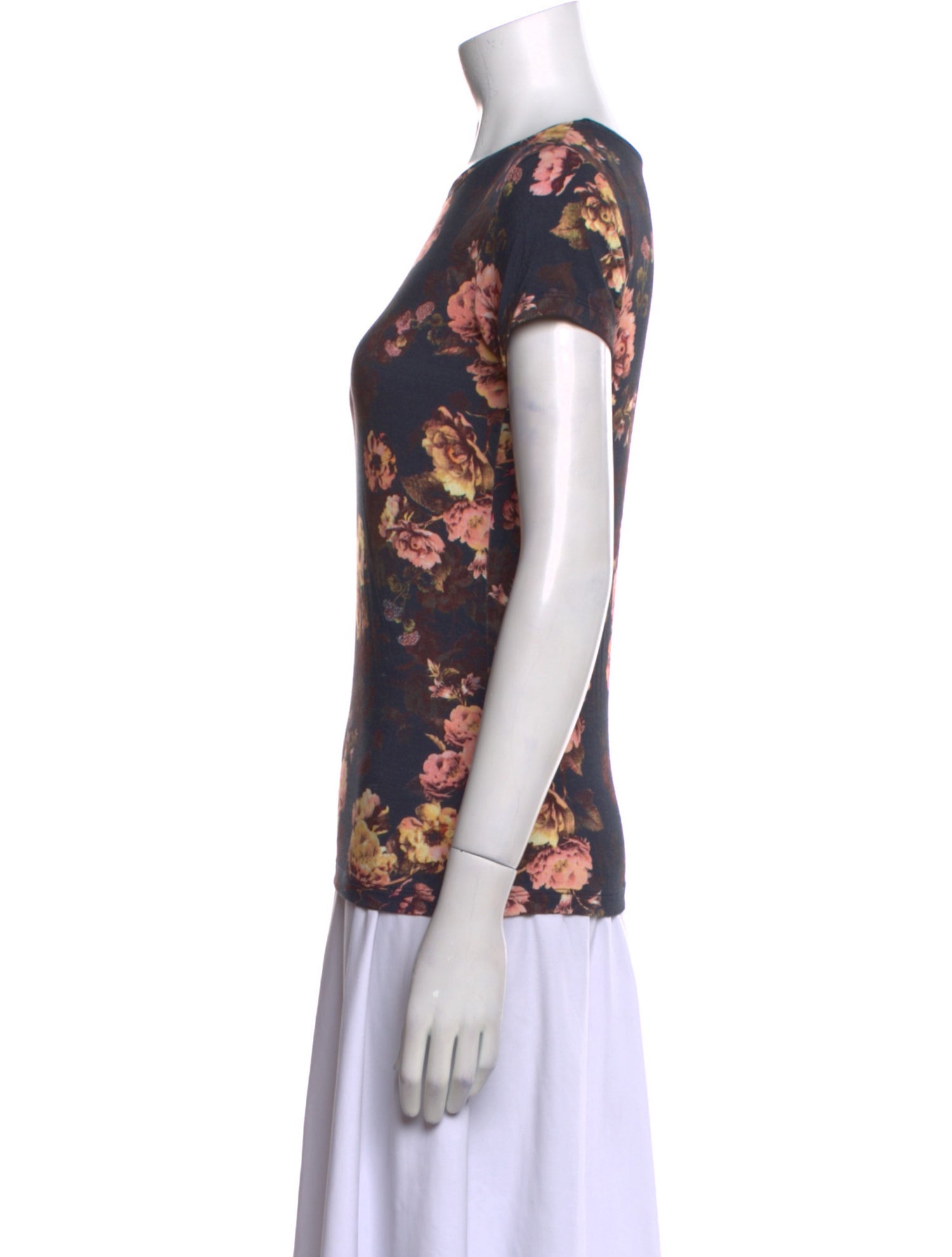 L'Agence Floral Print Crew Neck T-Shirt w/ Tags