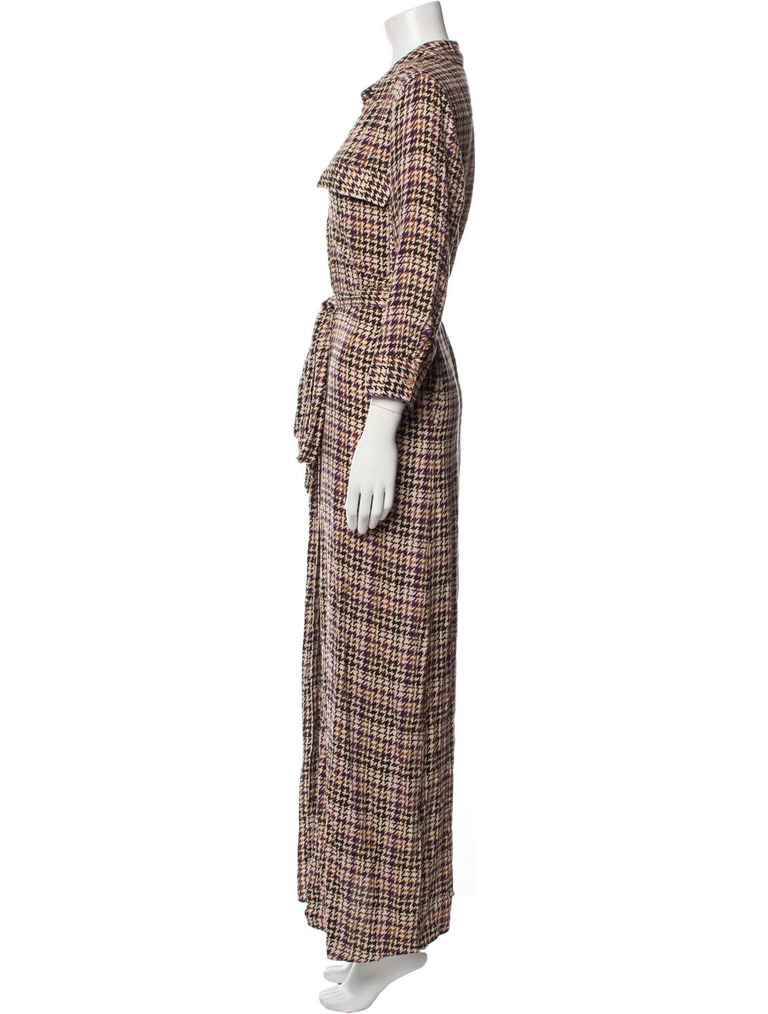 L'Agence Plaid Print Long Dress