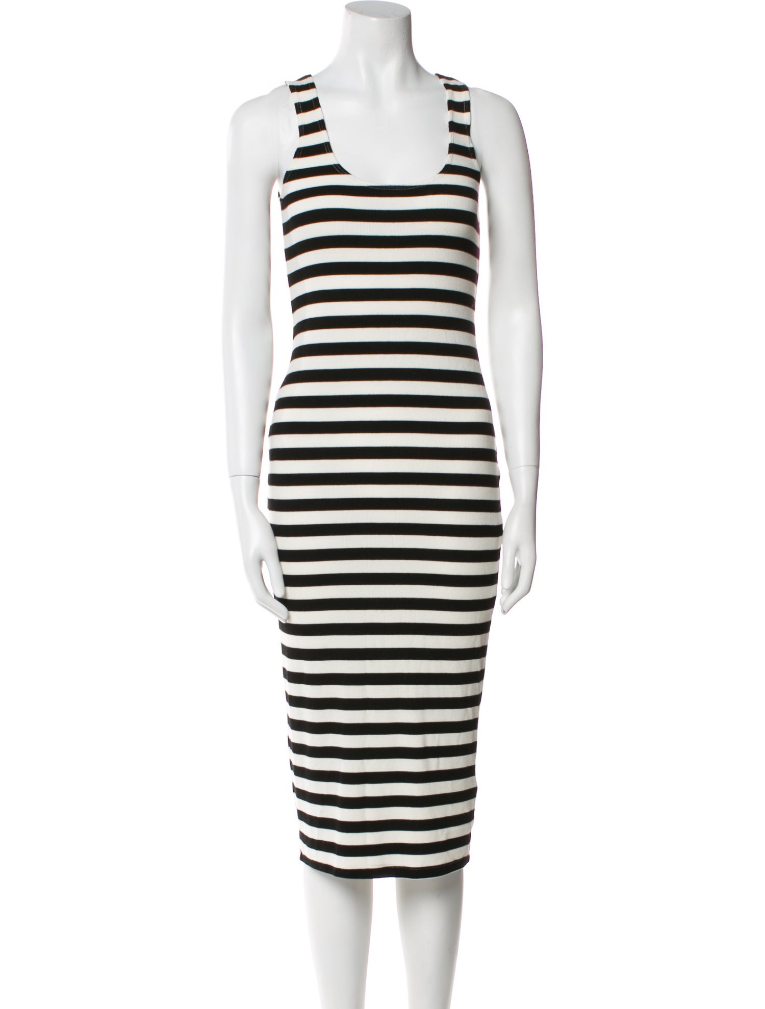 L'Agence Striped Midi Length Dress