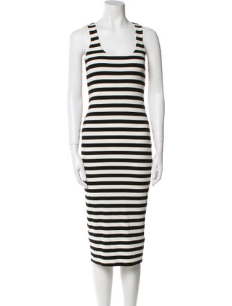 L'Agence Striped Midi Length Dress