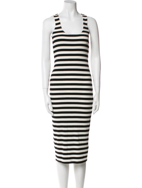 L'Agence Striped Midi Length Dress