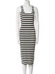L'Agence Striped Midi Length Dress