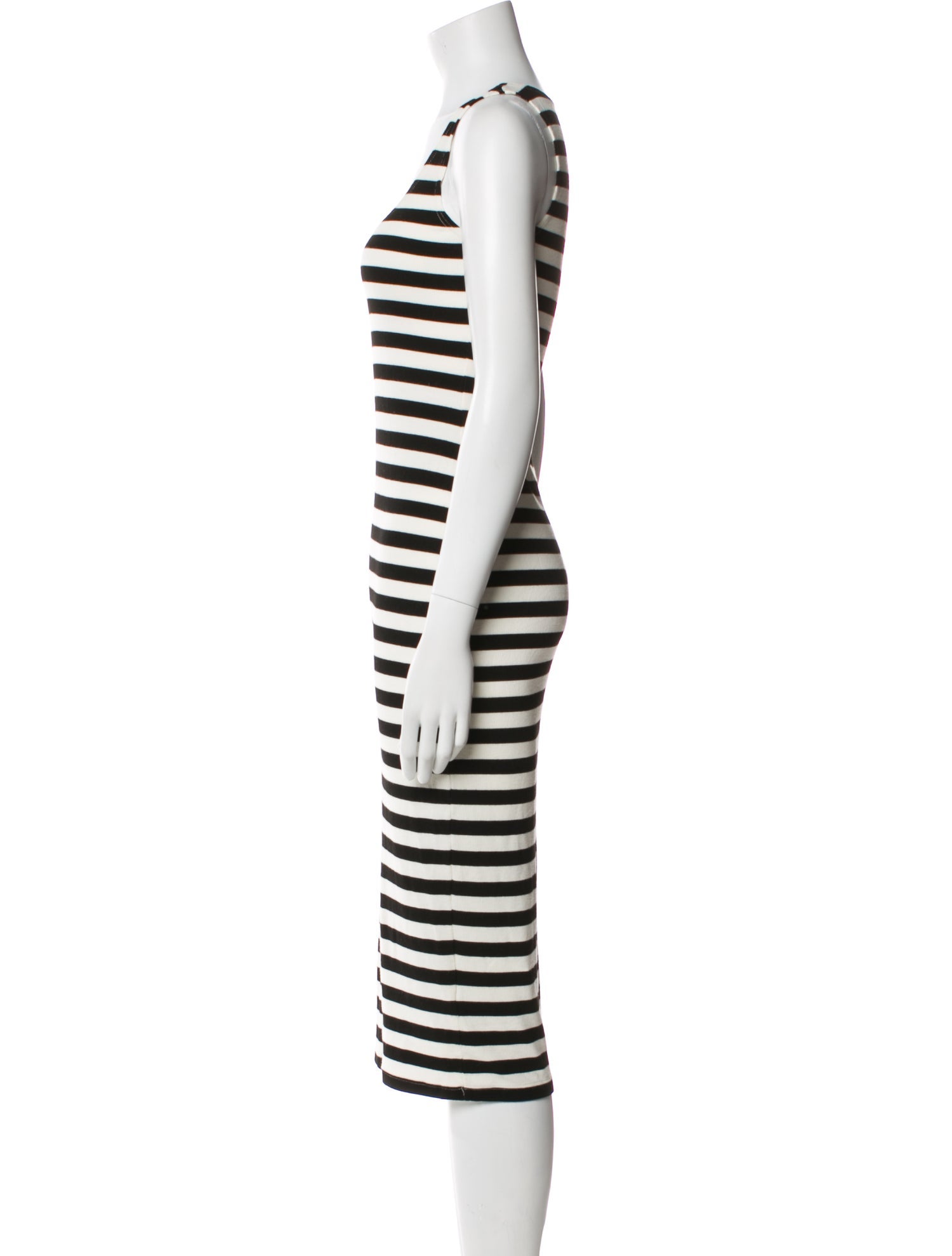 L'Agence Striped Midi Length Dress
