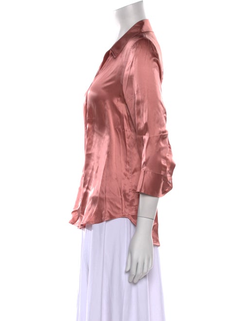 L'Agence Silk Three-Quarter Sleeve Button-Up Top