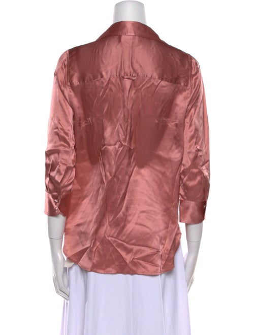 L'Agence Silk Three-Quarter Sleeve Button-Up Top
