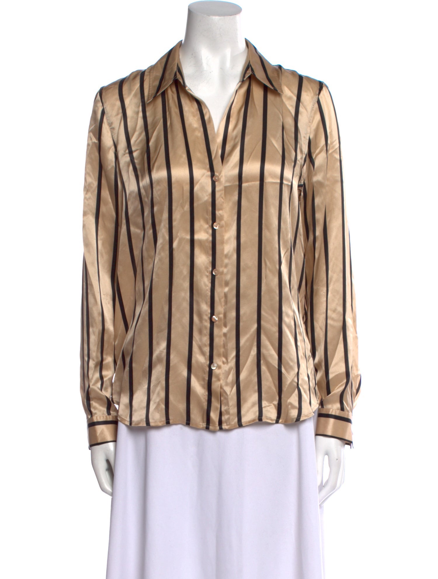 L'Agence Silk Striped Button-Up Top