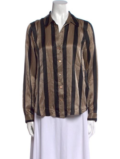 L'Agence Silk Striped Button-Up Top