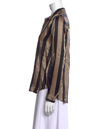L'Agence Silk Striped Button-Up Top