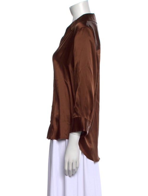 L'Agence Silk Three-Quarter Sleeve Button-Up Top
