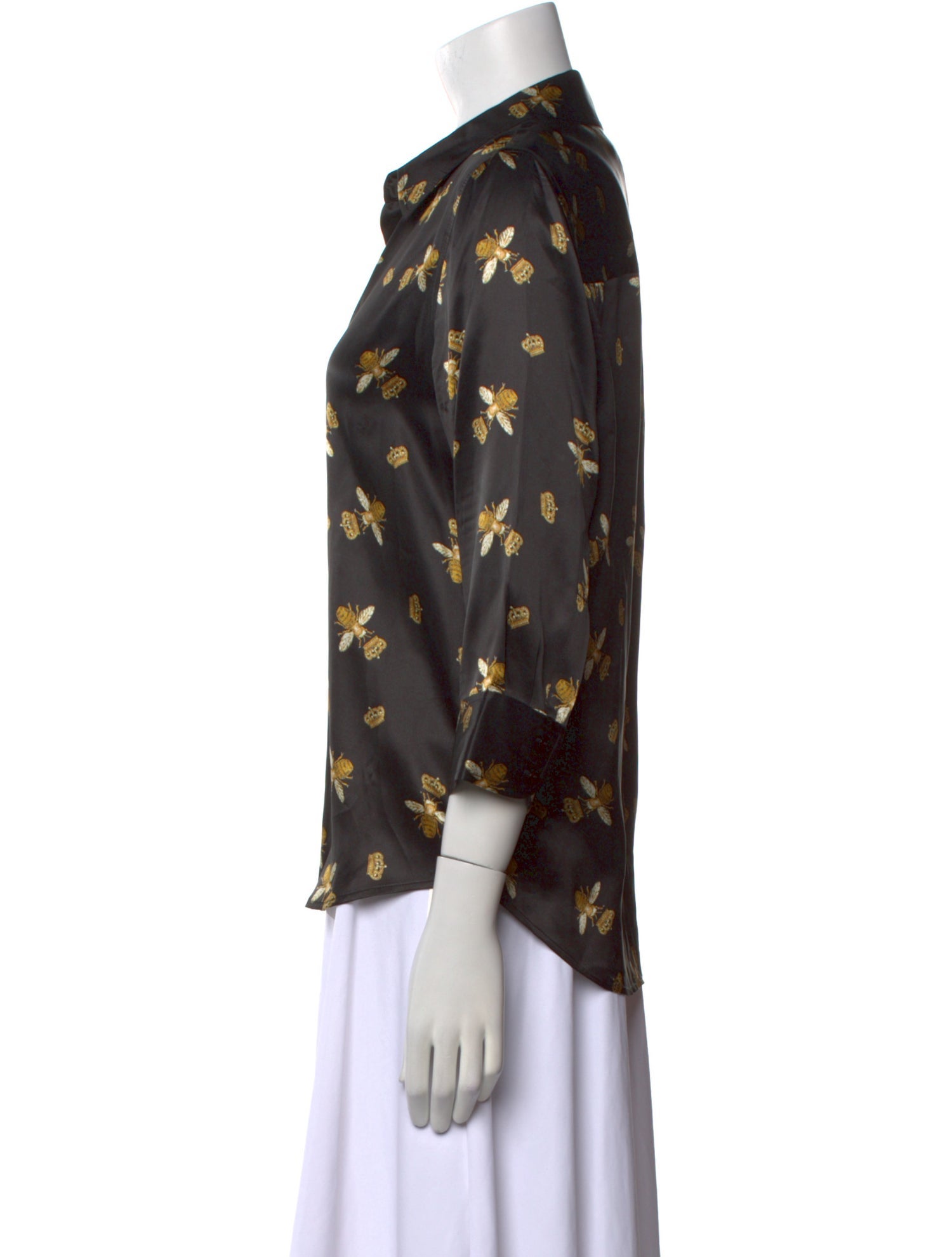 L'Agence Silk Printed Button-Up Top