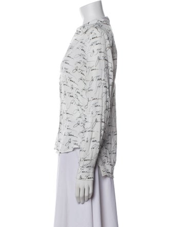 L'Agence Floral Print Long Sleeve Button-Up Top