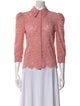 L'Agence Nylon Lace Pattern Button-Up Top