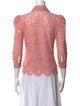 L'Agence Nylon Lace Pattern Button-Up Top