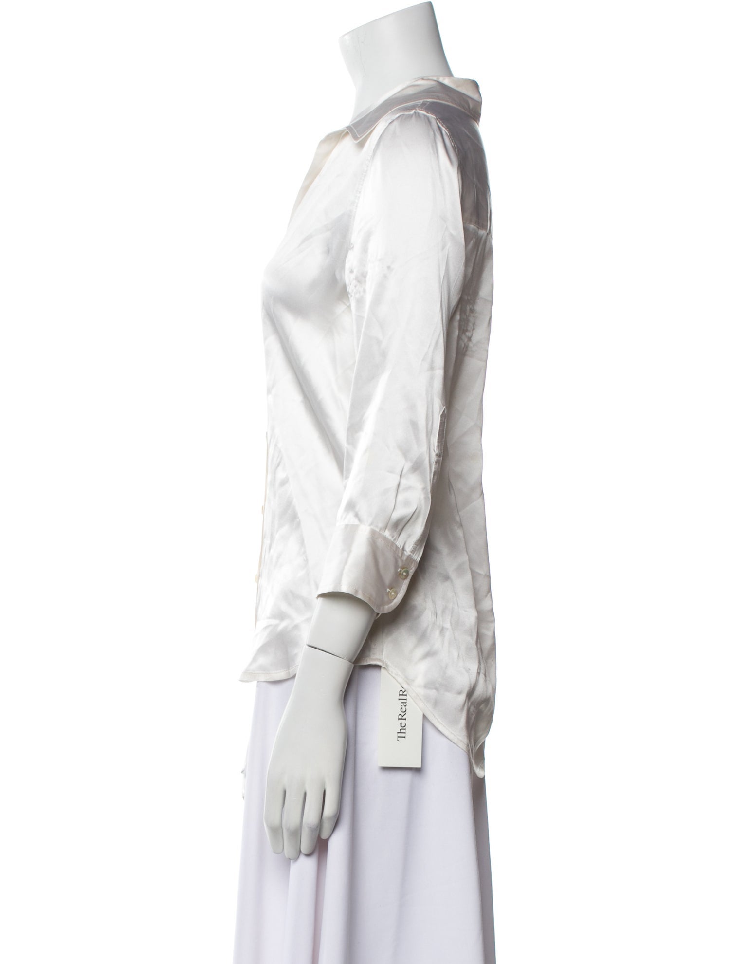 L'Agence Silk V-Neck Button-Up Top