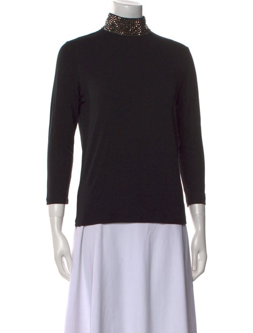 L'Agence Mock Neck Three-Quarter Sleeve Top